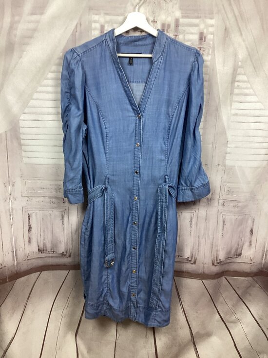 White House Black Market Dresses & Skirts - WHBM Chambray Denim Dress Blue Belted Midi 16